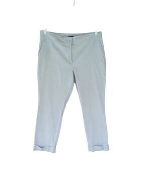 Ann Taylor Factory Cream High Waisted Cuffed Linen Cotton  Ankle Pants 12